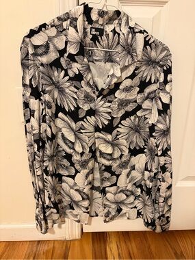 Black and White Floral Print Shirt